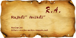 Rajkó Anikó névjegykártya