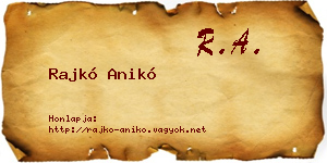 Rajkó Anikó névjegykártya